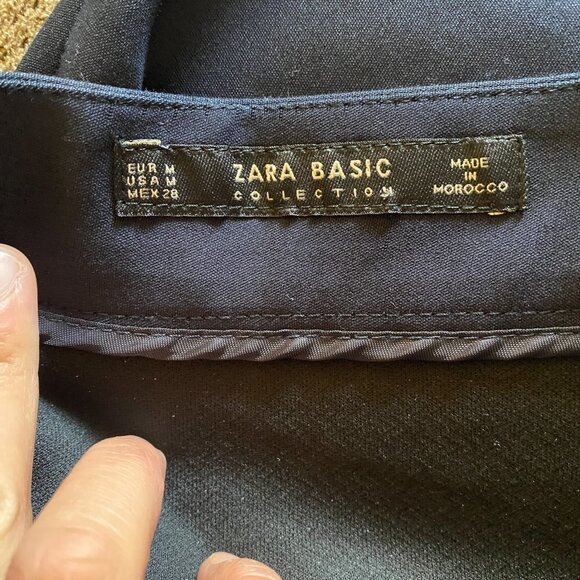 🌻 ZARA Navy Military Wrap Mini Skirt Gold Buttons Nautical Medium - Picture 4 of 5